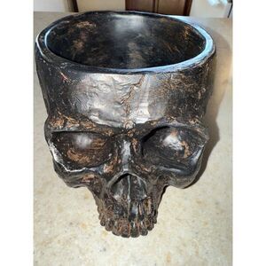 NWT Place & Time Scull Halloween Decorative Gothic Bowl/ Planter Flower Pot